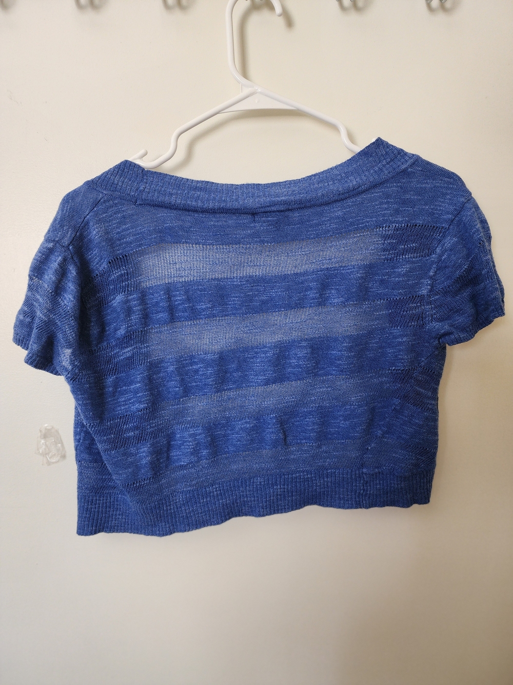 Dots Blue Off-the-Shoulder Short Sleeve Sweater